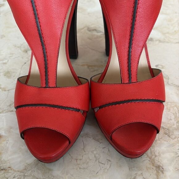 Longchamp Leather Platform Peep Toe Heels - Picture 9 of 17